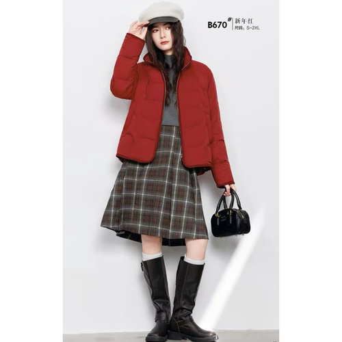 25秋冬女士新款bbl672短款镶边立领面包服羽绒服以旧翻新定制加厚
