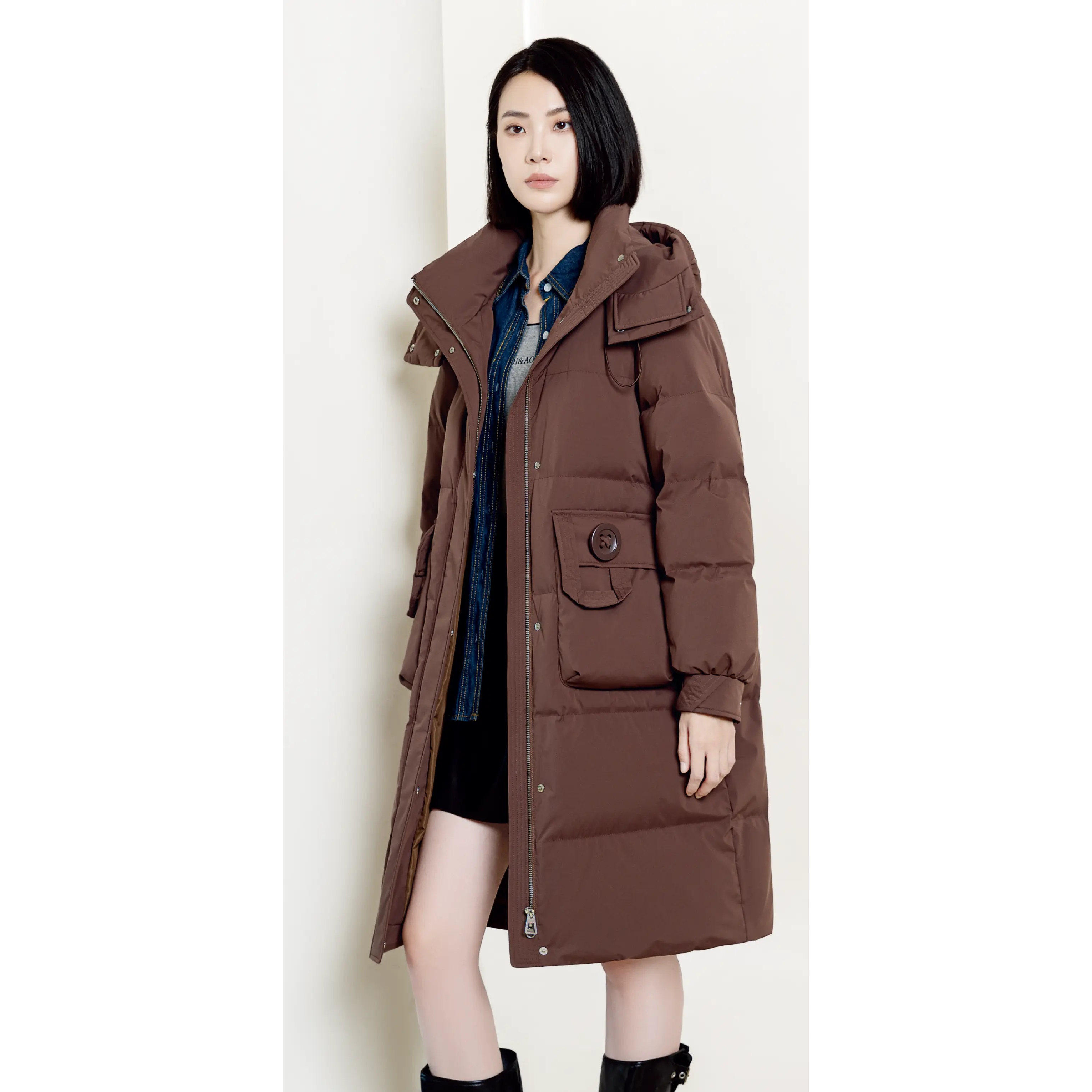 25秋冬女装中长款通勤时尚休闲羽绒服以旧翻新定制加厚加绒xb6366