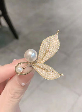 金色树叶ol商务风西服胸针女式高档奢华西装别针配饰简约气质胸花