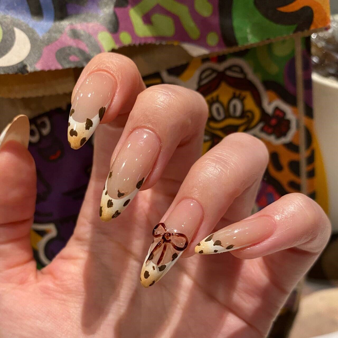 夏日辣妹法式豹纹美甲甜酷涩味显白高级感假指甲贴手工光疗穿戴甲