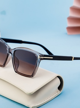 欧美时尚猫眼太阳镜女复古潮流T字米钉墨镜女跨境防晒眼镜shades