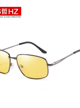 2025新款太阳镜男士方形大框复古墨镜女夜视偏光镜弹簧腿太阳眼镜