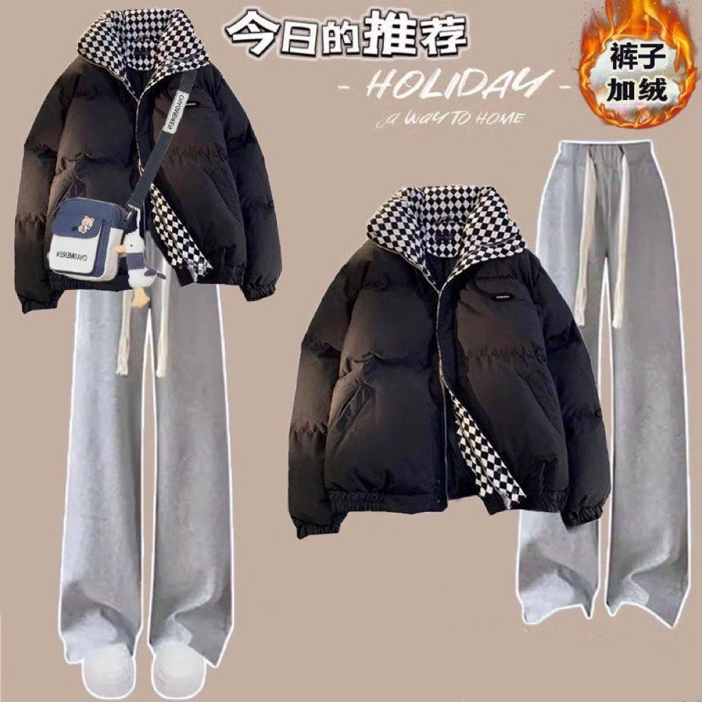 12到13一15岁大童女装秋冬套装初中学生羽绒棉服外套休闲裤两件套