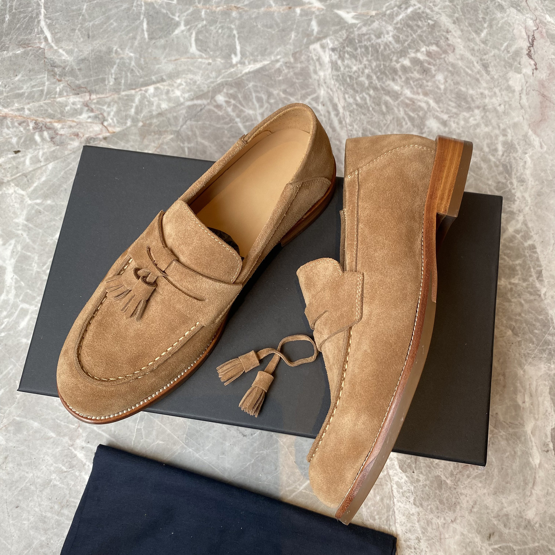 反绒皮乐福鞋男一脚蹬休闲皮鞋