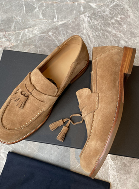 GCS反绒皮乐福鞋男一脚蹬休闲皮鞋套脚男士英伦商务皮底男鞋夏季