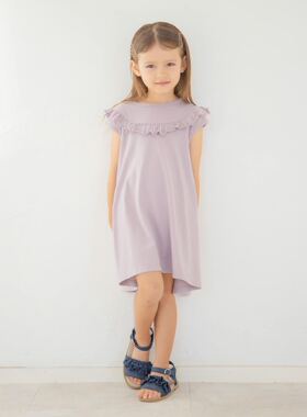 不退换日系夏季新款柔软透气花边连衣裙bran*女童童装