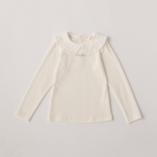 日单外贸女童新款春秋花边翻领打底长袖T恤mp