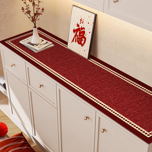 红色高级喜庆餐边柜垫桌布防水防油桌面免洗耐高温PVC桌垫隔热垫
