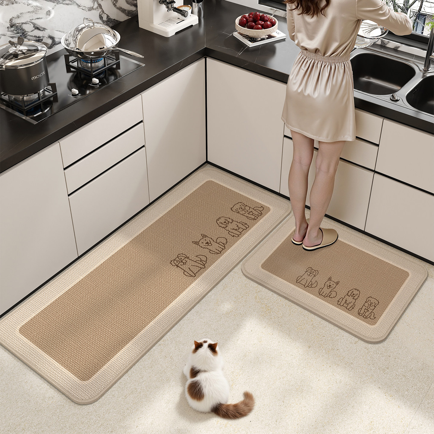 厨房专用地垫吸水吸油门口可擦免洗家用编织地毯门厅防滑防脏脚垫,居家布艺,厨房地垫,淘宝优惠券,粉丝福利购,淘宝优惠卷