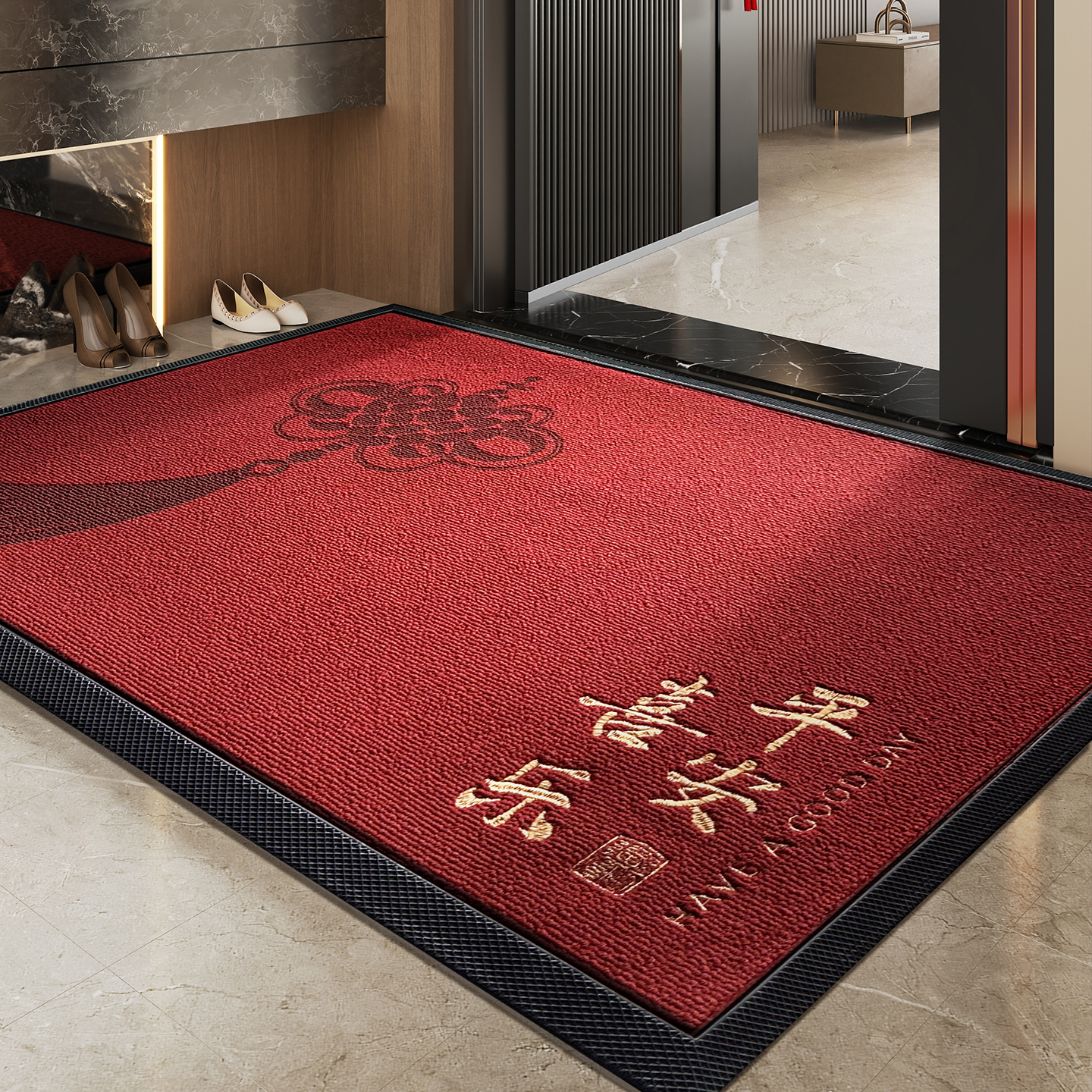 入户门地垫进门门口脚垫家用高级入户红色入门门垫乔迁门地垫地毯