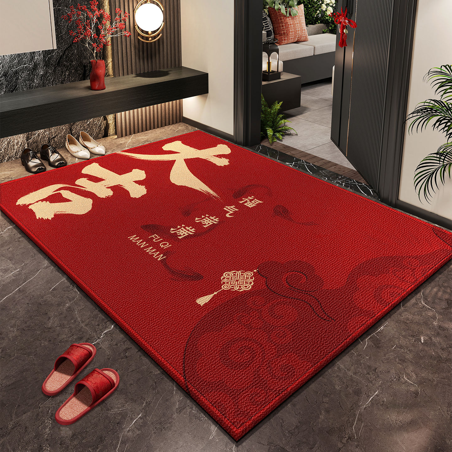 地垫入户门垫进门家用高级感红色脚垫入户客厅门口防滑可裁剪地毯