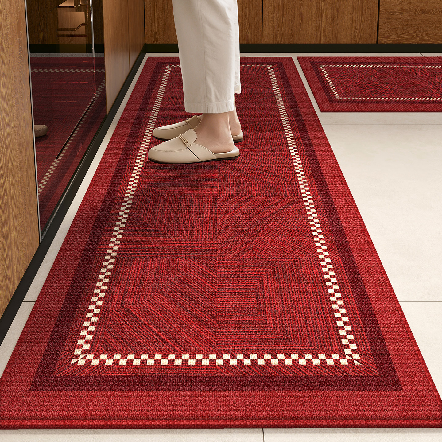 2026新款厨房地垫防油防滑新年红色地毯垫免洗防水专用可裁剪脚垫,居家布艺,厨房地垫,淘宝优惠券,粉丝福利购,淘宝优惠卷