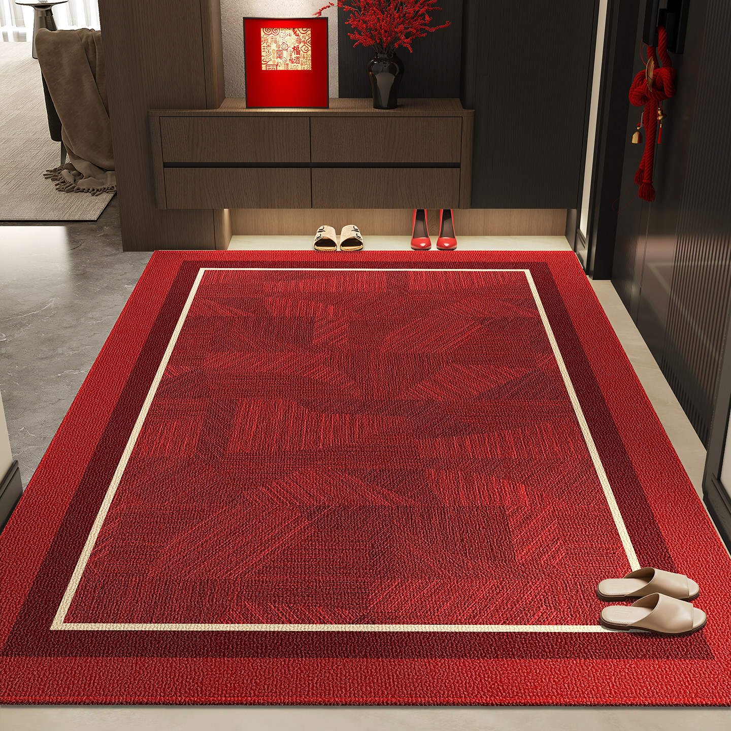 地垫入户门垫进门地毯入户2025新款家用高级红色脚垫轻奢门口垫子