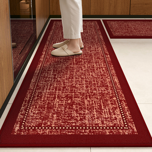 乔迁厨房地垫新款 红色喜庆地毯防油防滑免洗防水脚垫厨房专用垫子