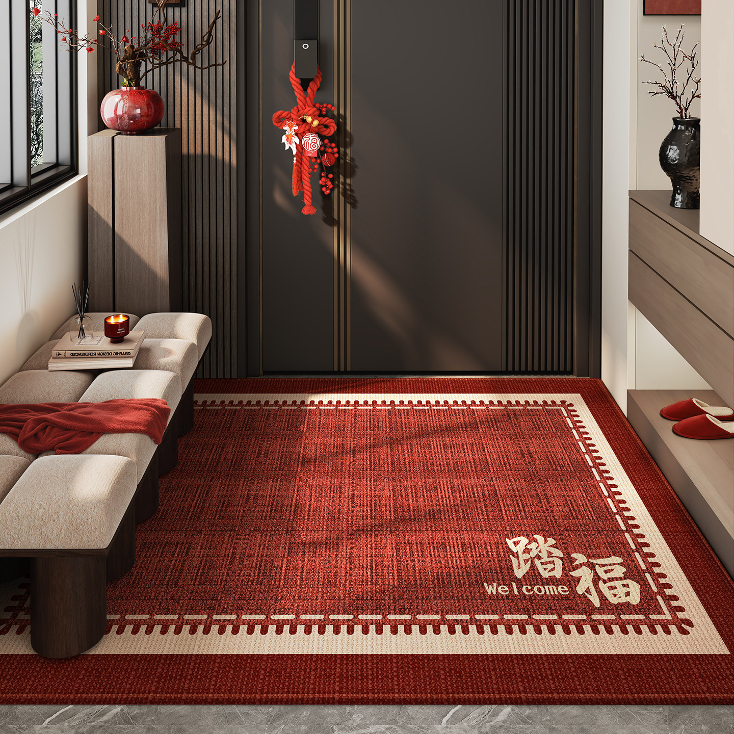 2026新款入户门地垫进门口防滑脚垫乔迁红色地毯家用喜庆入户门垫,居家布艺,入户地垫,淘宝优惠券,粉丝福利购,淘宝优惠卷