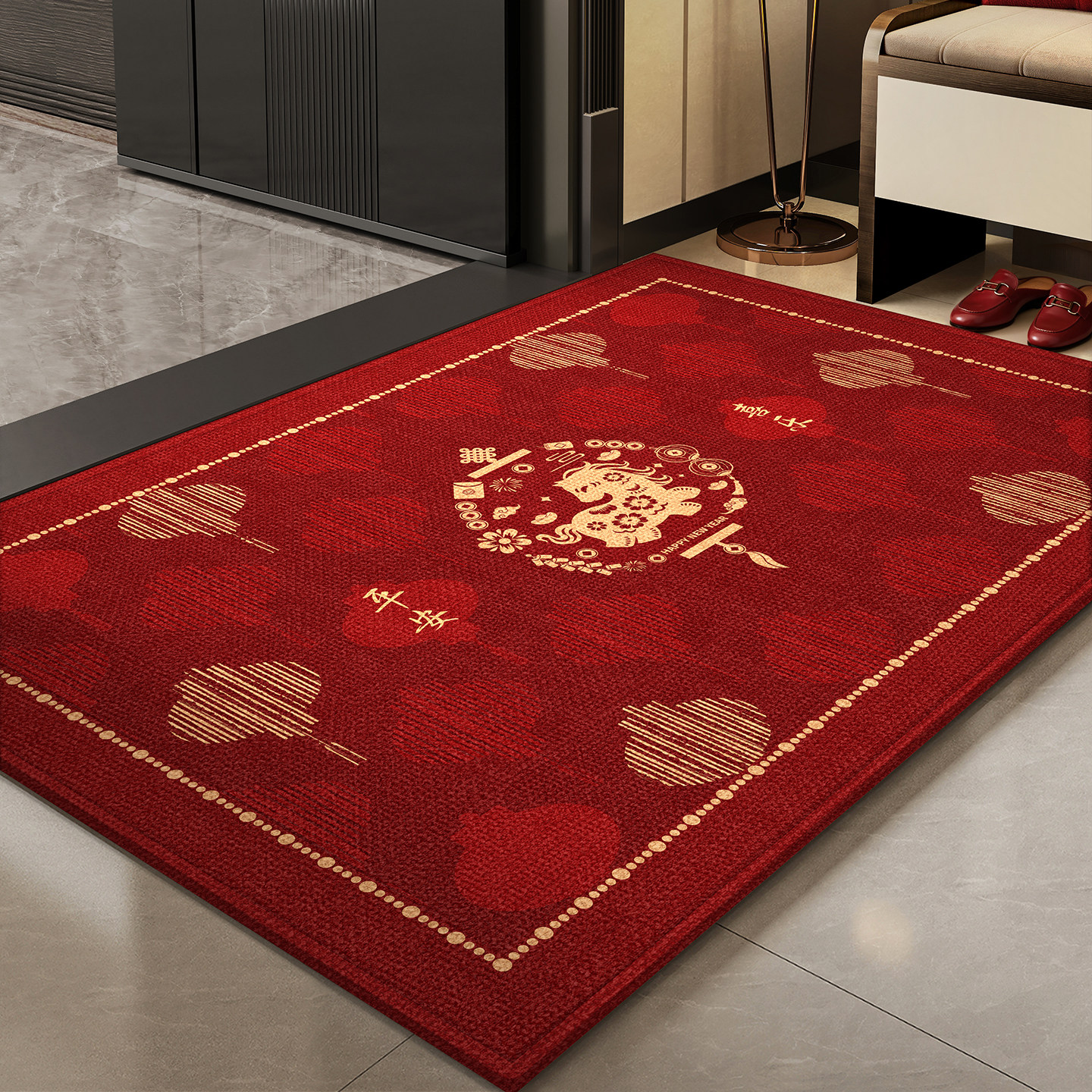 入户地垫2026新款高级感进门大门口耐脏防滑地毯红色喜庆入门脚垫,居家布艺,入户地垫,淘宝优惠券,粉丝福利购,淘宝优惠卷