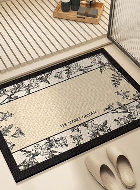 高级花朵浴室吸水地垫软矽藻泥轻奢厕所洗手间门口垫子耐脏好打理