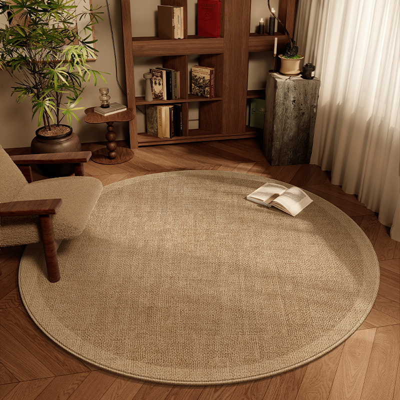 卧室圆形地毯垫轻奢素色衣帽间地垫房间书桌高级感地毯垫耐脏吸尘