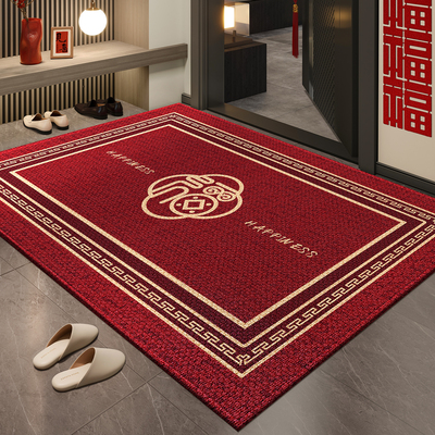 新款入户门地垫中式高级感进门大门口防滑地毯红色喜庆入门脚垫子