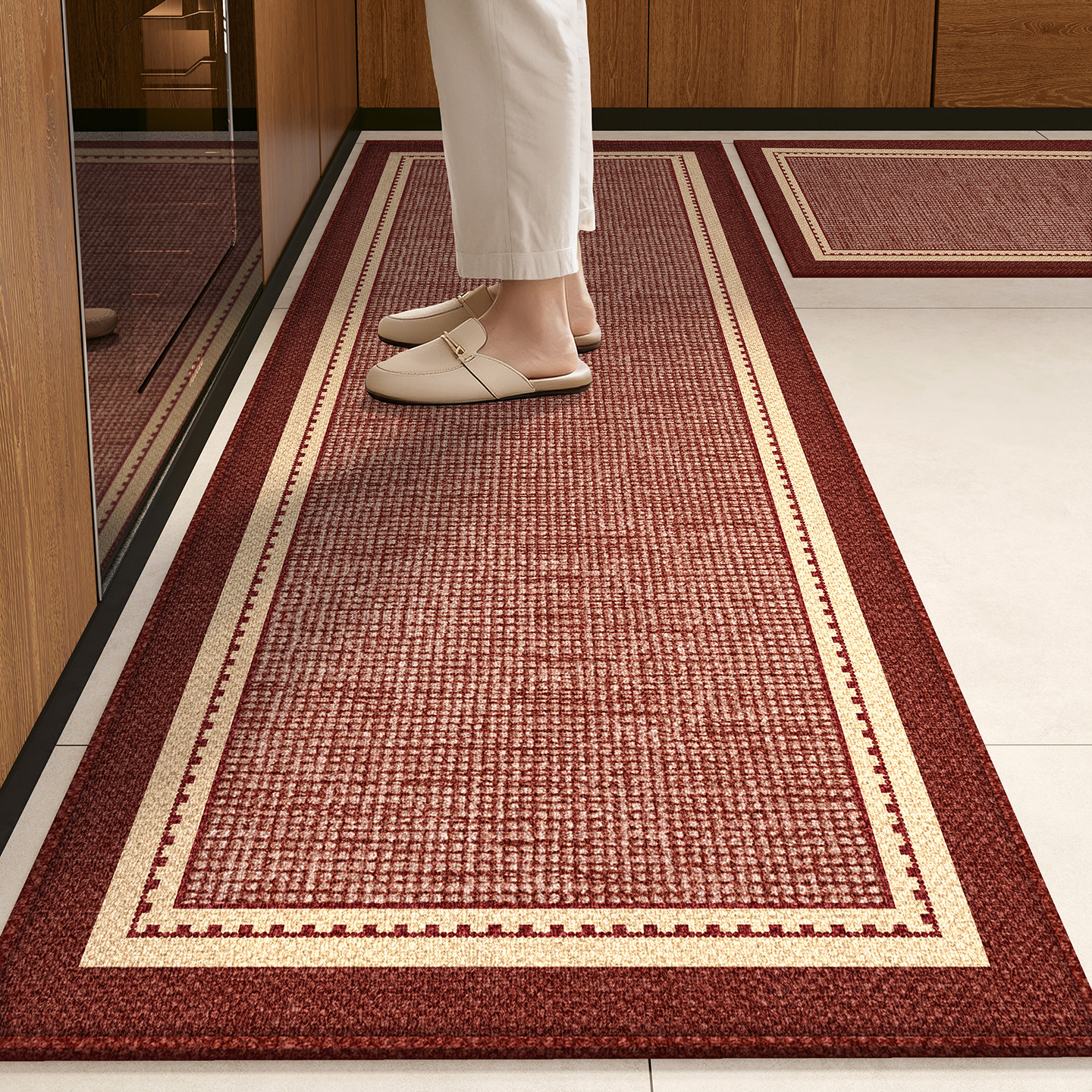 厨房地垫红色地毯家用防油防滑免洗防水专用新年喜庆可裁剪地毯垫,居家布艺,厨房地垫,淘宝优惠券,粉丝福利购,淘宝优惠卷