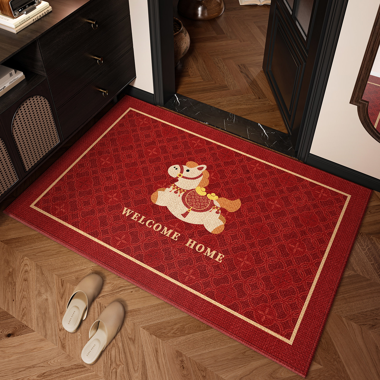 马年红色入户门地垫2026年新款入户进门喜庆地毯防滑耐脏免洗脚垫,居家布艺,入户地垫,淘宝优惠券,粉丝福利购,淘宝优惠卷