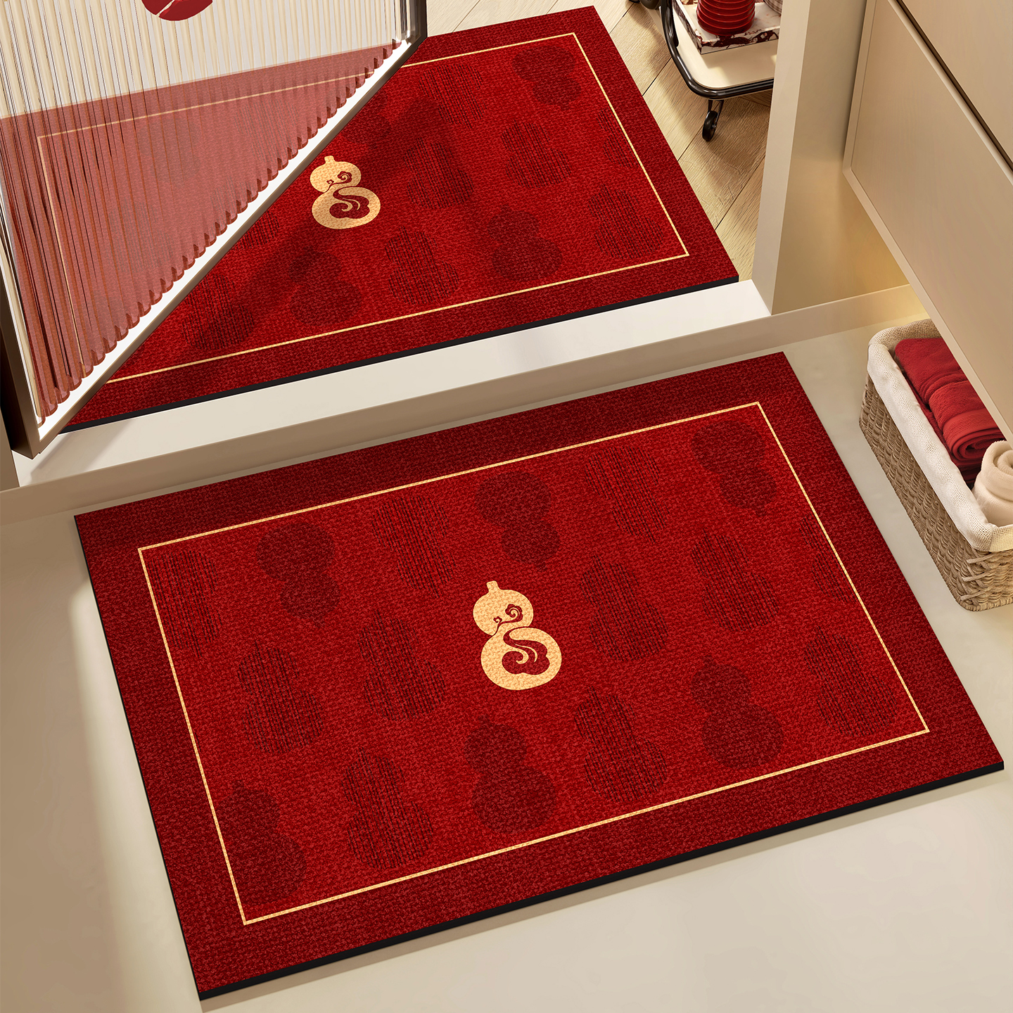 卫生间门口门垫脚踏垫红色吸水垫硅藻泥地垫新款家用脚垫浴室地毯