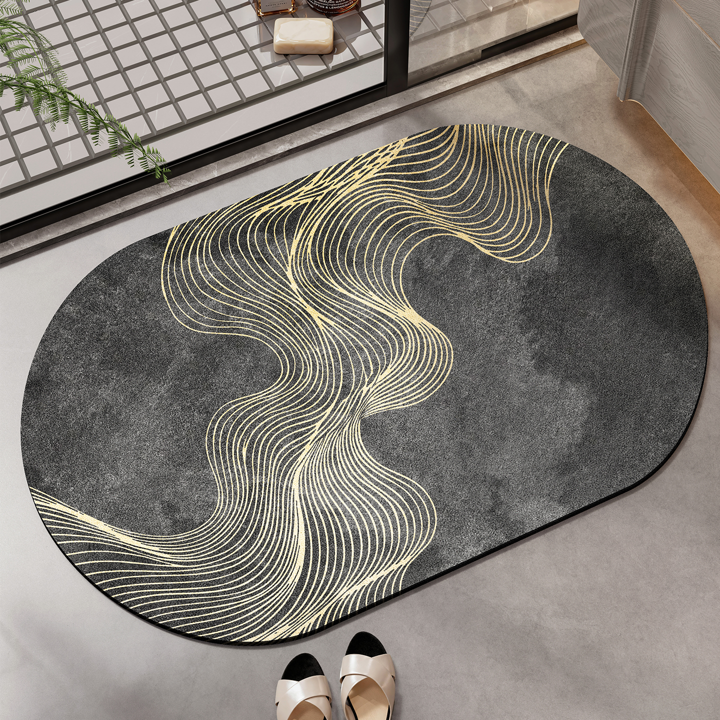 浴室地垫厕所地毯垫子卫生间门口踩脚垫硅藻泥家用脚垫吸水防滑垫