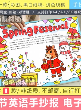 springfestival春节英语手抄报模板电子版中国传统节日2026马年
