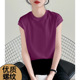 薄款 无袖 圆领螺纹女士小飞袖 2026夏季 时髦休闲装 亲肤舒适弹力上衣