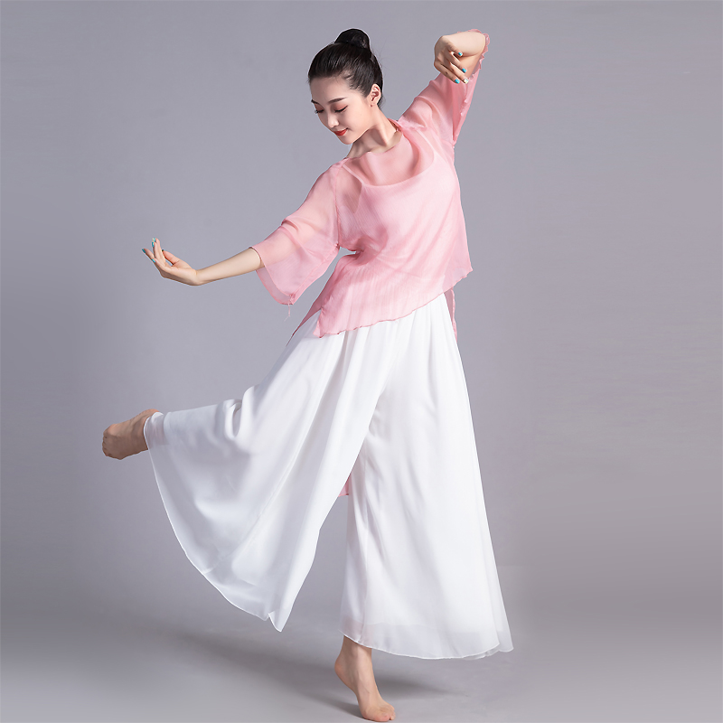 古典舞蹈练功服女宽松雪纺阔腿裤裙宽松韩版春夏中国风民族舞蹈服