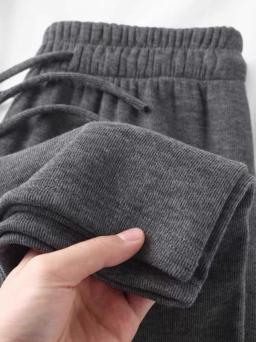 暖呼呼的裤子！深灰色糯米竖纹休闲运动裤百搭垂感显瘦高腰直筒裤