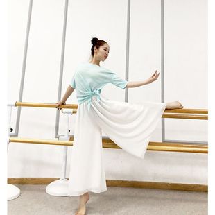 舞蹈服长裤 春夏季 女大码 女高腰胖mm宽松雪纺甩裤 裙 白色大摆阔腿裤