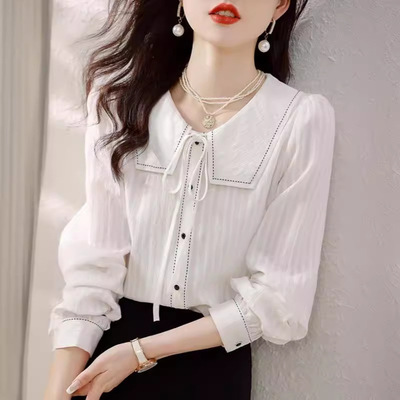 雪纺衬衫女士装春秋2025年新款爆款时尚洋气上衣小衫气质长袖衬衣