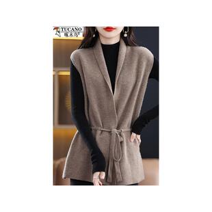 无袖 啄木鸟羊毛衫 外套宽松大码 纯色披肩外搭开衫 针织坎肩 女春秋款