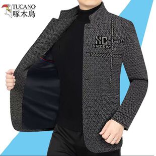 秋冬新款商务休闲时尚夹克高档百搭中年男装外套