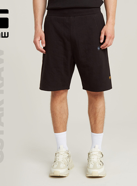 G-STAR RAW夏季款Nifous运动休闲毛圈男士简约五分黑色短裤D26281