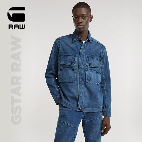 衬衫领牛仔外套gsatr按扣开合