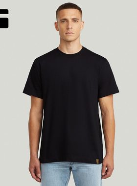G-STAR短袖男士GS-01新款2026春季美式黑色舒适弹力圆领T恤D29113