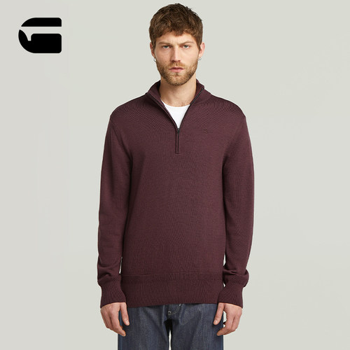 G-STAR男士半拉链运动针织毛衣