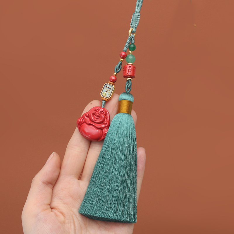 朱砂弥勒佛公汽车挂件内吊饰手工编织车载后视镜吊坠高档平安男女