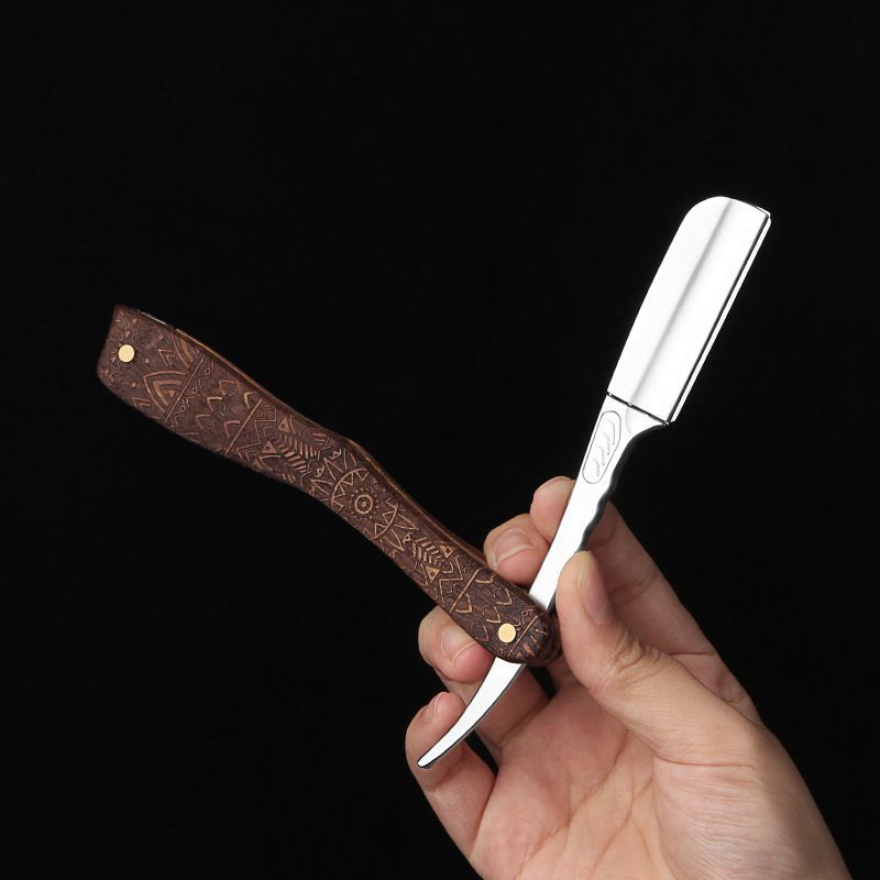 手动羽毛安全刀架防刮伤刮胡刀理发修面采耳老式刮胡剃须刀修眉刀
