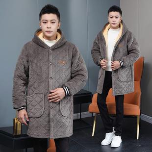 工作服外套耐脏干活加绒棉服棉衣长款 冬季 男罩衣外穿棉袄加厚大码