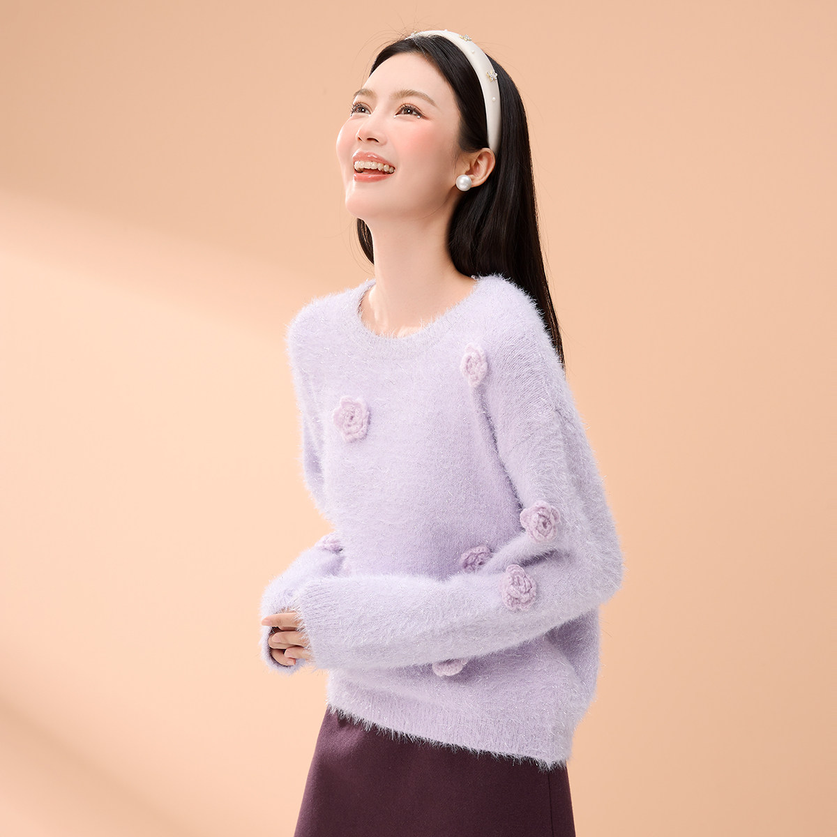 立体花朵仿貂毛毛衣女款2024新款冬季独特漂亮高级感超好看针织衫