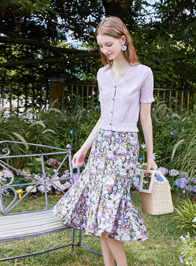 zk lin高腰露脐冰丝针织开衫t恤女装上衣服2025春夏新款ins潮