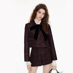 轻奢高级感富家千金独特小洋装穿搭一整套装裙重要场合超火冬春女