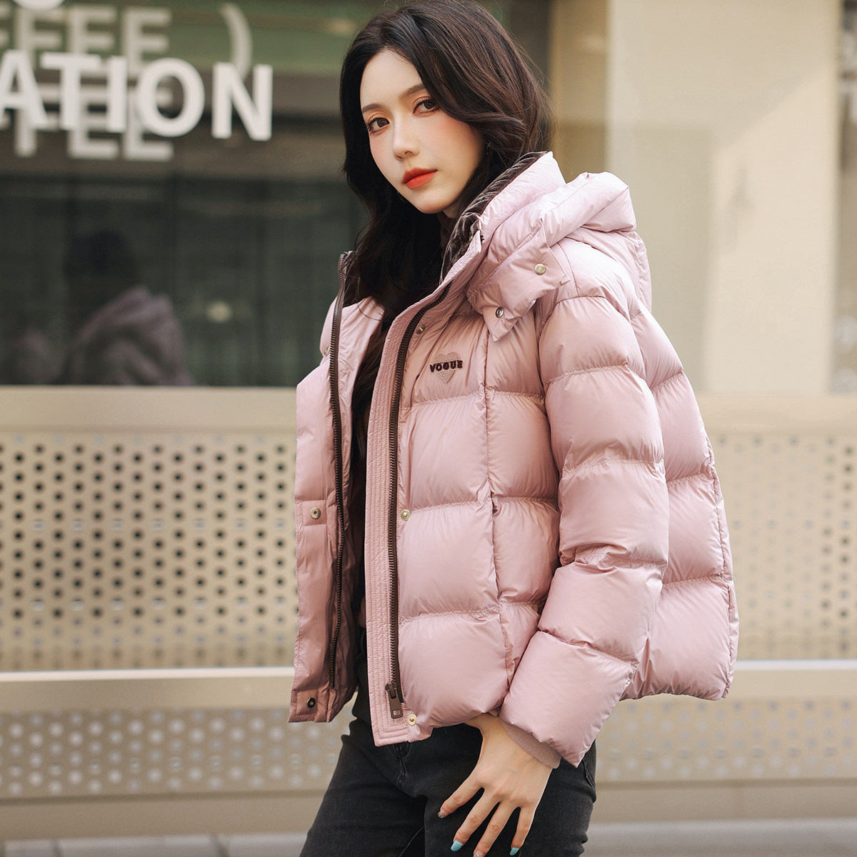 zklin高领连帽羽绒服保暖外套