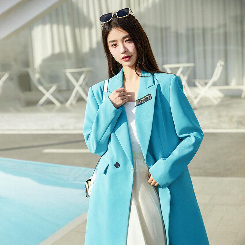 设计感休闲西装外套小个子宽松中长款小众高级2025春秋新款小个子