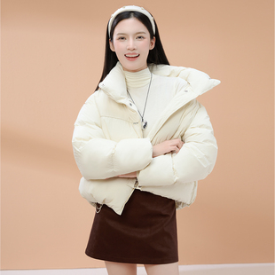 高端洋气品牌白色超短款羽绒服女2025冬季巨超好看新款小个子外套