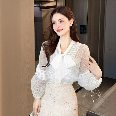 zklin法式温柔白色蕾丝衬衫