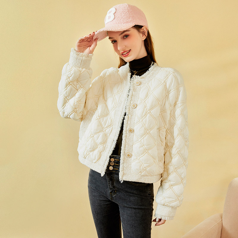 zklin小香风菱格轻薄棉服厚外套女夹棉衣春秋2025新爆款小个子